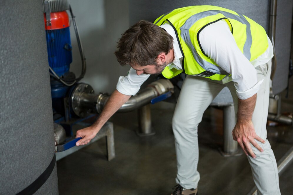 male worker operating the machinery in a factory